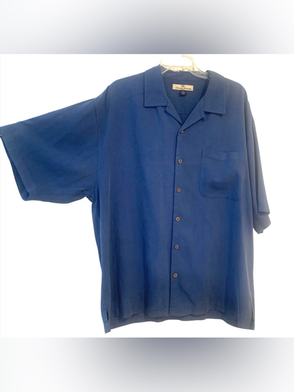 Tommy Bahama 100% Silk Blue Short Sleeve Mens Shirt leisure Resort Wear Size XL